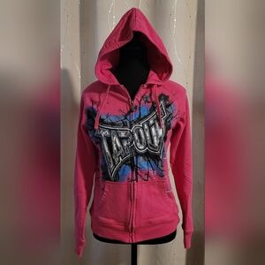 ​Vintage Tapout Y2K Cyber Grunge Zip Up Hoodie Pink Size S